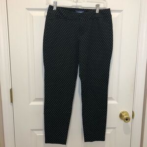 Old Navy black with white polka dot mid rise pants slacks, size 4 regular